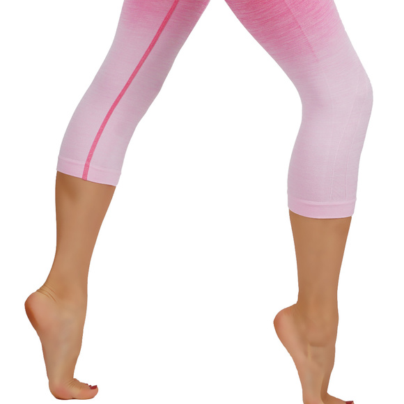 NWT Seamless High Waist Yoga Dry-Fit Ombre compression Capri Leggings - Picture 2 of 10